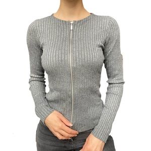 Express ribbed full zip up sweater